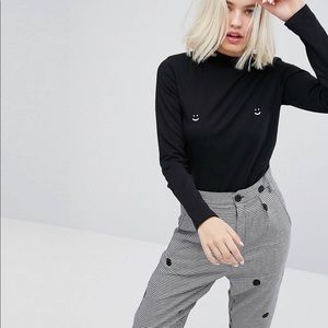 Lazy Oaf Long Sleeve Fitted Tee With Happy Print